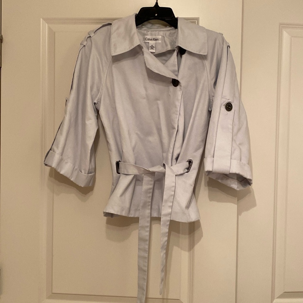 Calvin Klein, very light blue, 3/4 sleeves Jacket: size: M